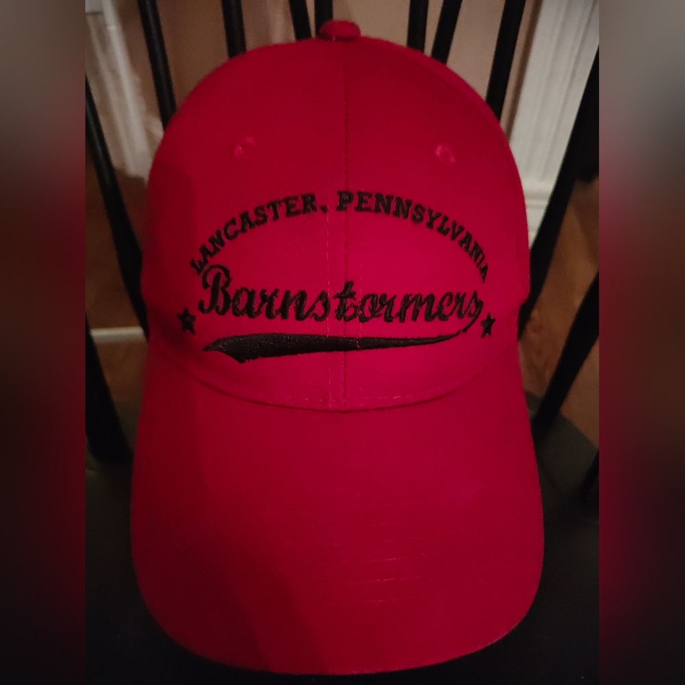 Lancaster Barnstormers SGA Red Script Snapback Hat - Minor League Baseball